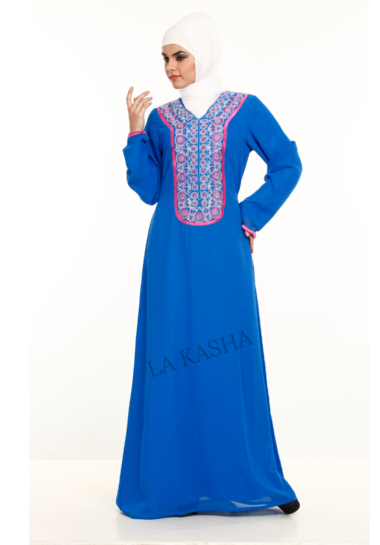 Poly Crepe layered front Abaya with belt