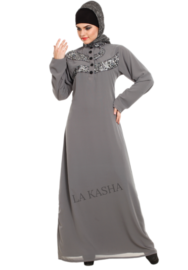 Tulle sequin embroidered Abaya for celebration wear