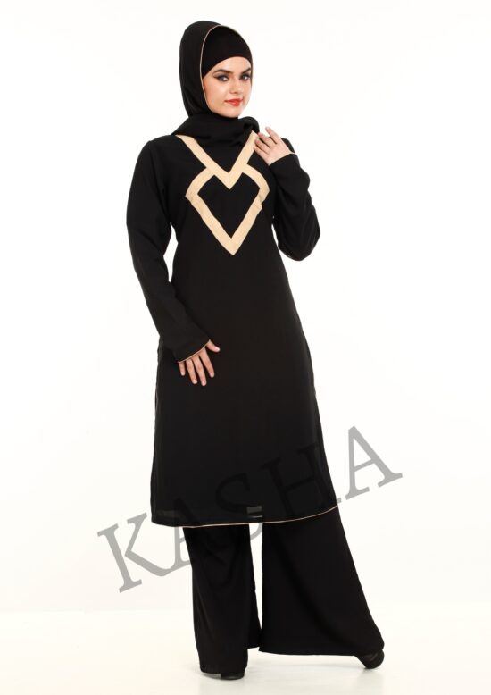 Poly crepe kurti Palazzo and Chunni Set