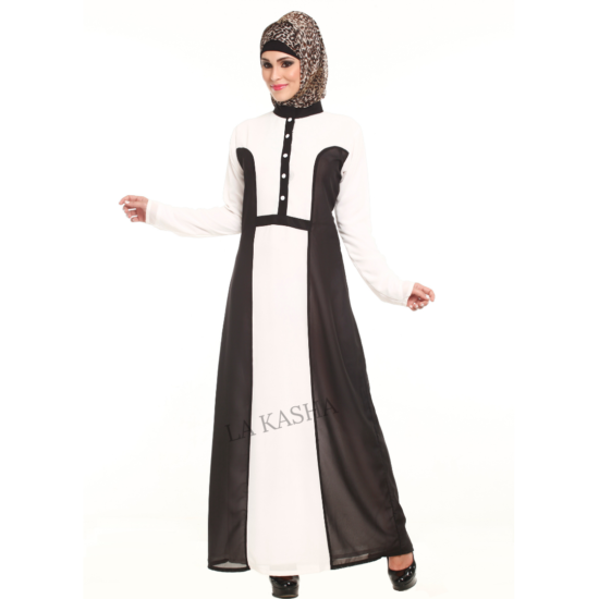 Abaya colour block front pleated Poly Georgette