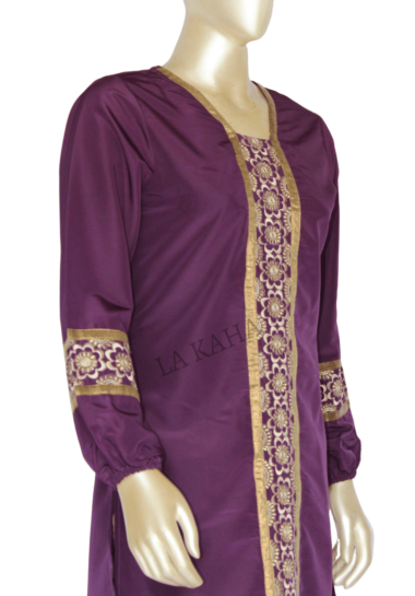 Tunic intricately embroidered front and sleeve in kashibo with crepe pants set