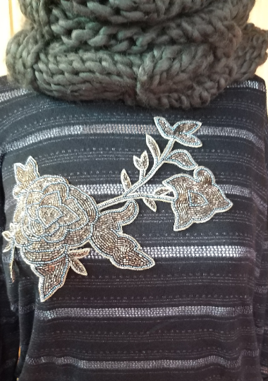Hand made/Hand embroidered patch in floral motif