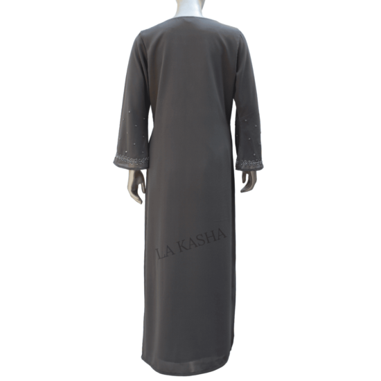 Abaya in georgette with pleats and intricate handwork