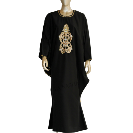 Kaftan Dubai style abaya with gold hand work and tape