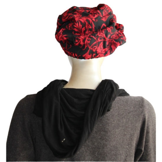 African scrub beanie cap, double sided & adjustable in crepe print.