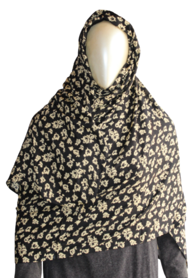 Printed hijab covering, size 36x76 inches in cotton blend