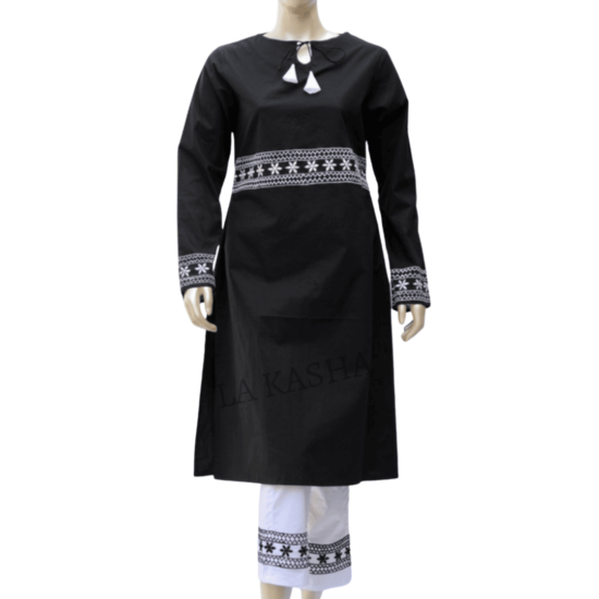 Cotton tunic/ kurti and pant set with embroidery