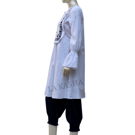 Cotton tunic/ kurti and pant set with Bulgarian inspired embroidery
