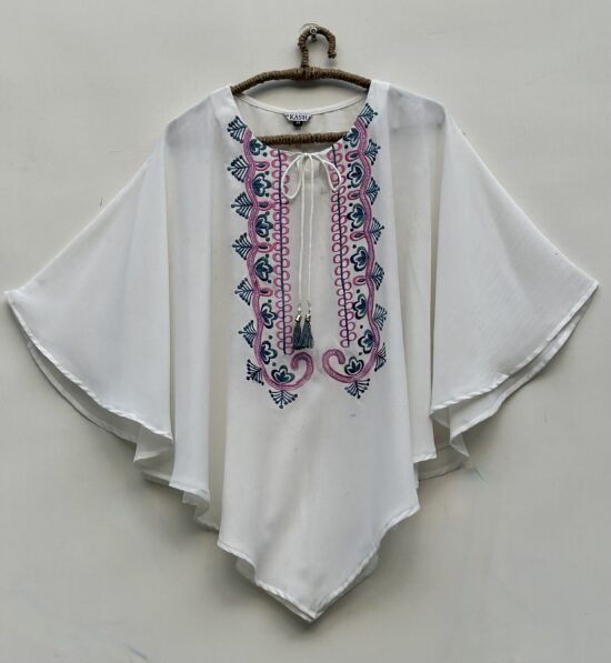 Kaftan top in georgette intricately embroidered by La Kasha