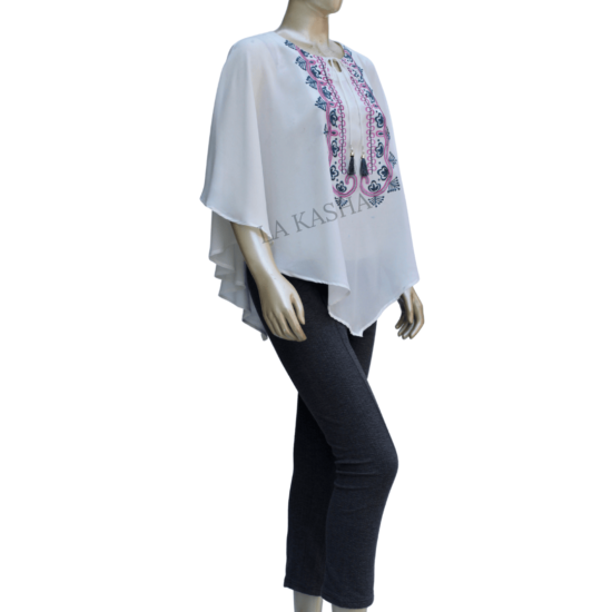 Kaftan top in georgette intricately embroidered by La Kasha