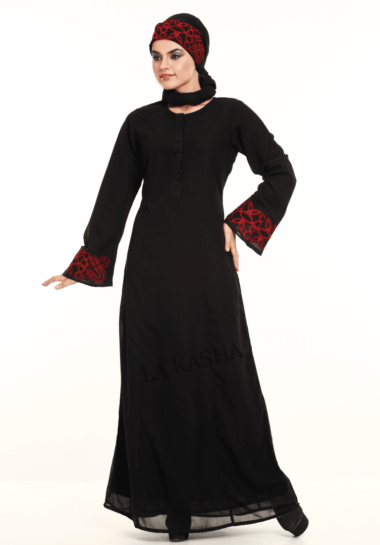 Abaya Poly Georgette embroidered Hijab Set