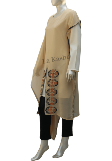 Tunic Kaftan for women in poly georgette with silk thread embroidery