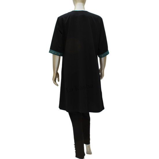 Tunic Kurti with a cross bottom highlight in Poly Crepe and contrast tape