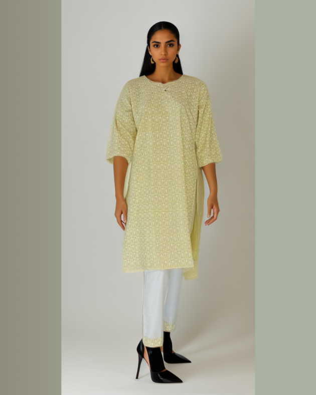 Kurti and pant set in khadi cotton