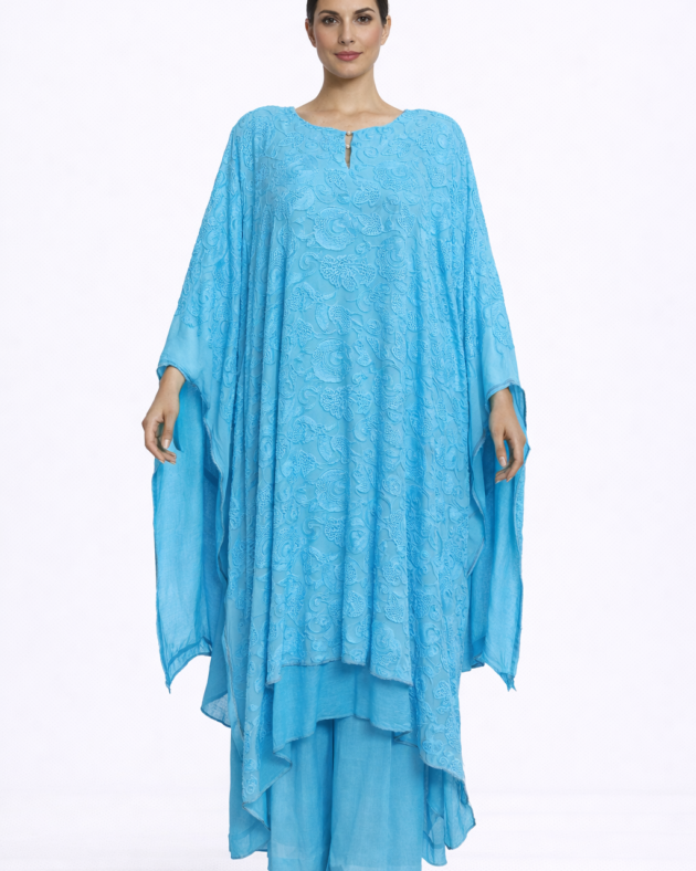 Women's Pure Georgette Chikankari Semi-Stitched Kurti Set