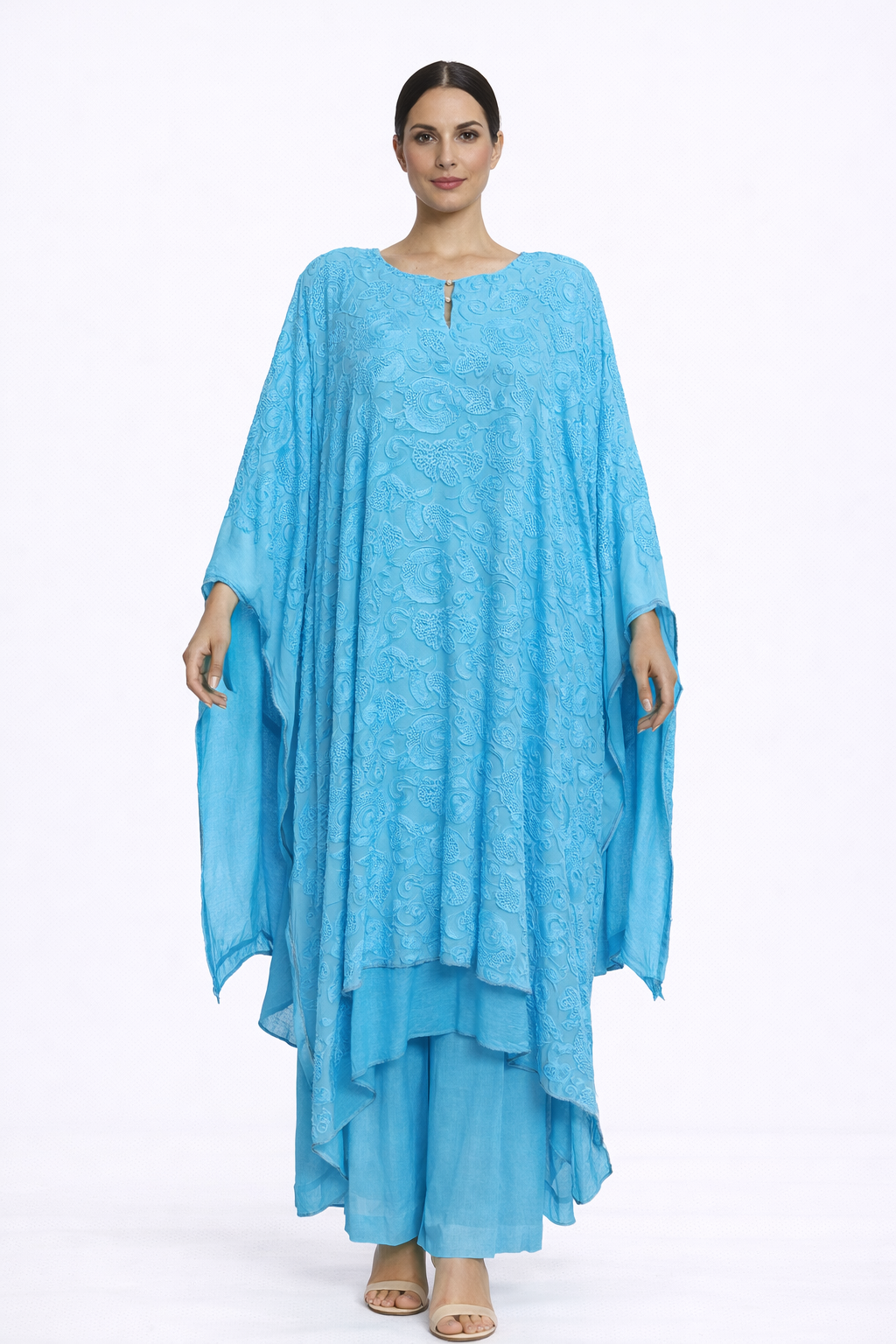 Women's Pure Georgette Chikankari Semi-Stitched Kurti Set