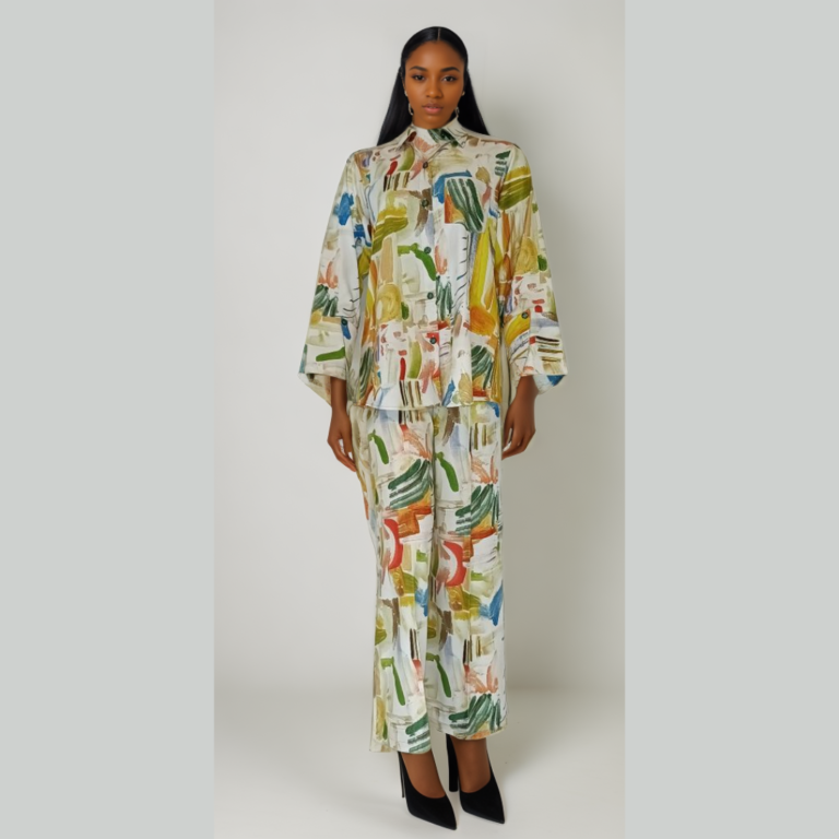 Effortless Elegance: Matte Satin Digital Print Co-ord Set