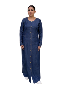 Button Down Denim Abaya with pockets