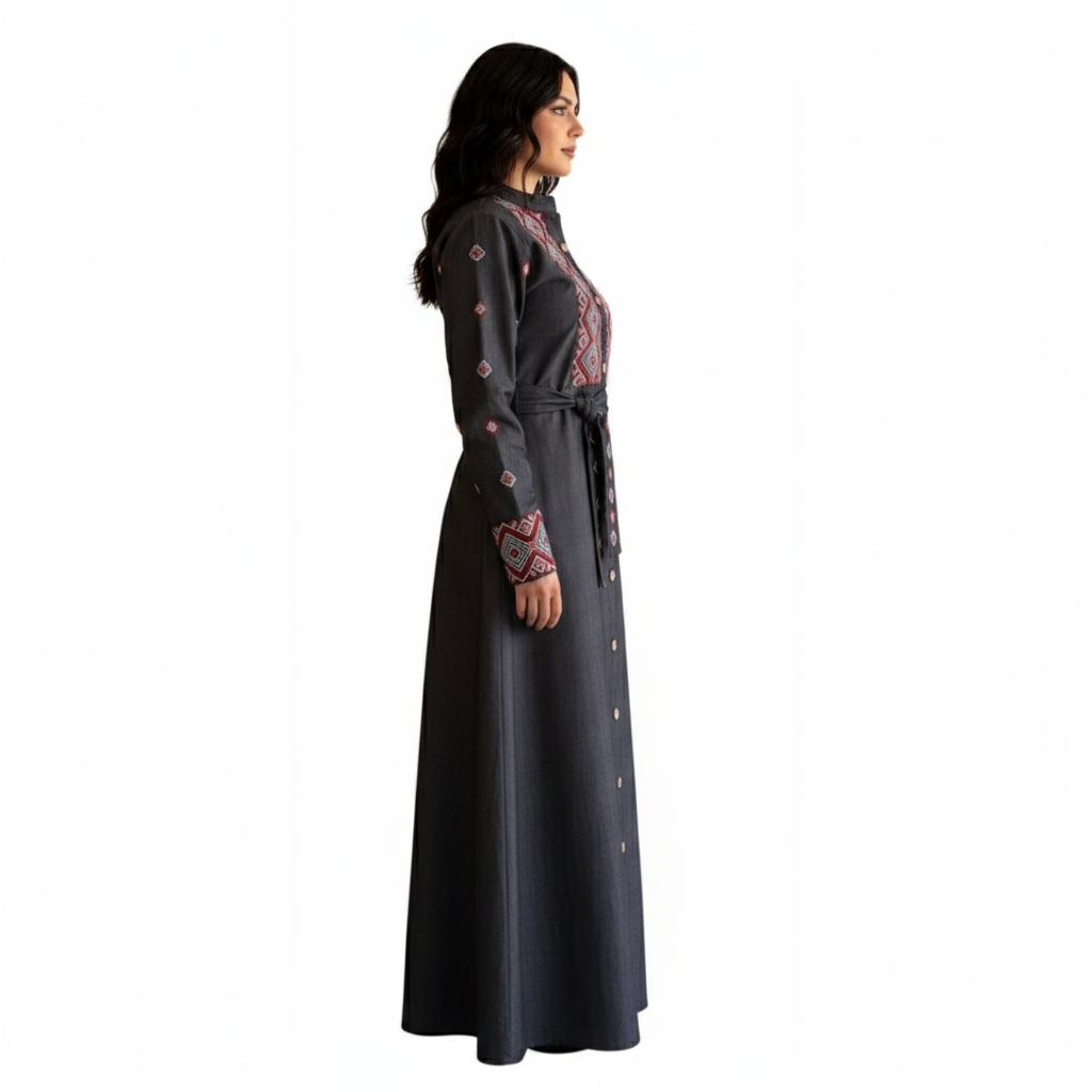 Unwashed Denim Abaya Jacket – Long Modest Eco Fashion - Image 2