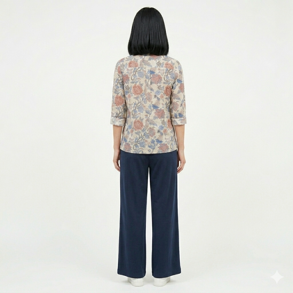 Women’s Matte Satin Printed Shirt – Elegant Workwear - Image 4