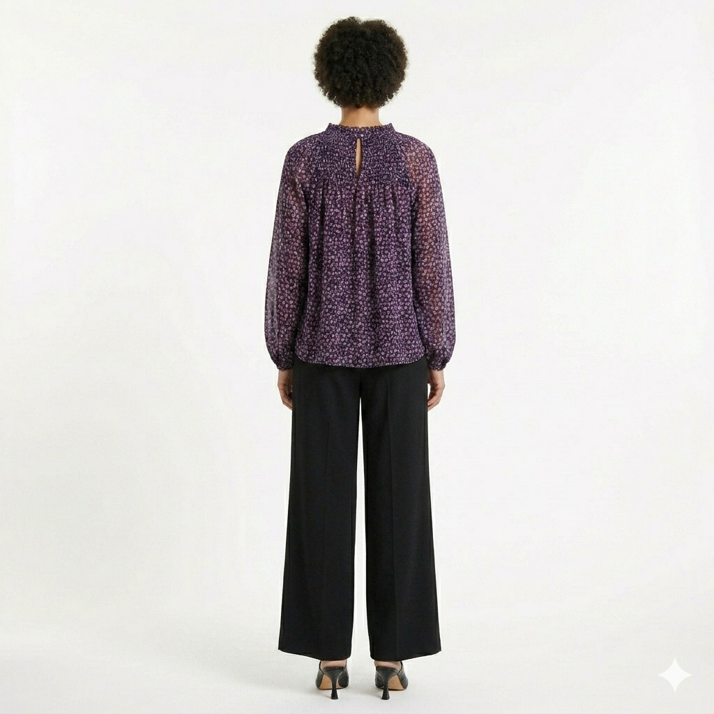 Women’s Chiffon Ditsy Print Top – Elegant Blouse - Image 4