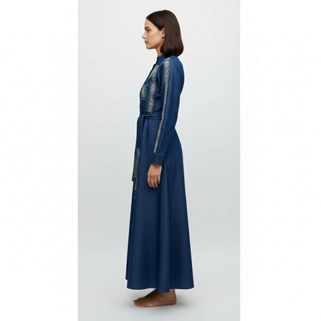 Sustainable Denim Abaya Jacket – Long Modest Eco Fashion - Image 2