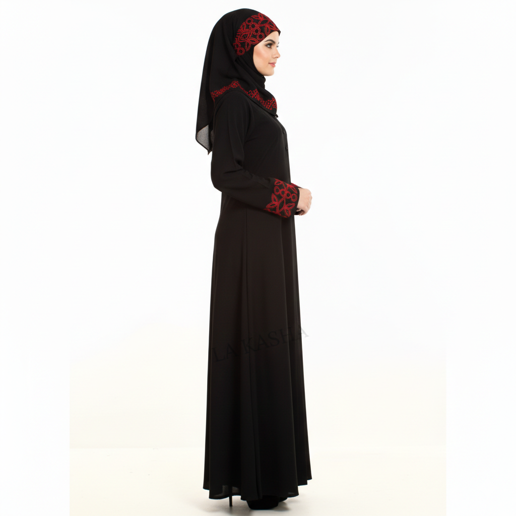 Embroidered Abaya & Hijab Set for Women – Turkish Motif Design - Image 2