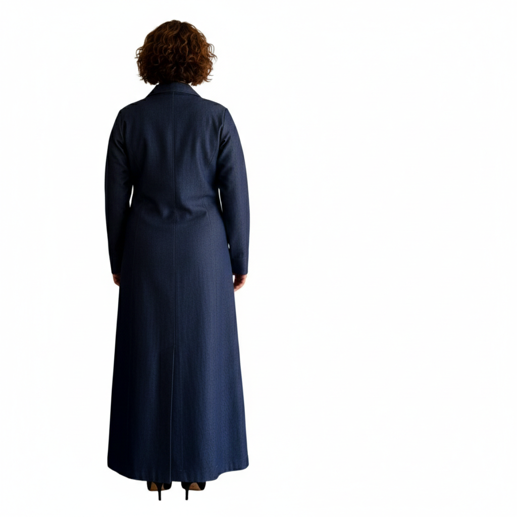 Artisan Handworked Denim Abaya Jacket - Eco-Chic Modesty - Image 3