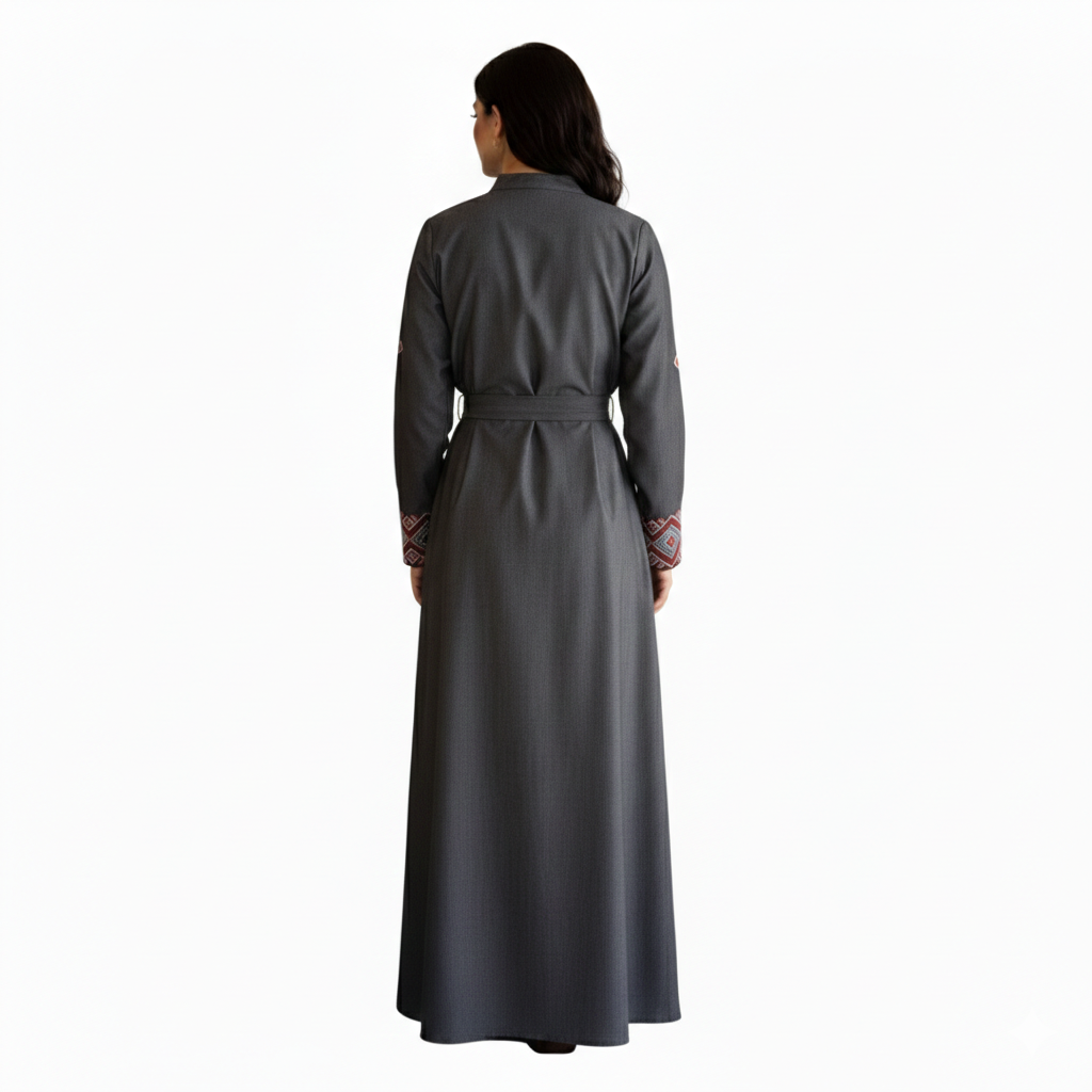 Unwashed Denim Abaya Jacket – Long Modest Eco Fashion - Image 3