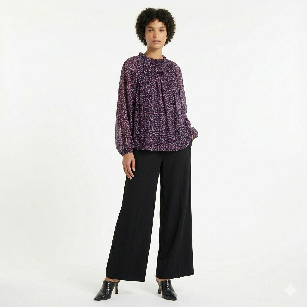 Women’s Chiffon Ditsy Print Top – Elegant Blouse - Image 2