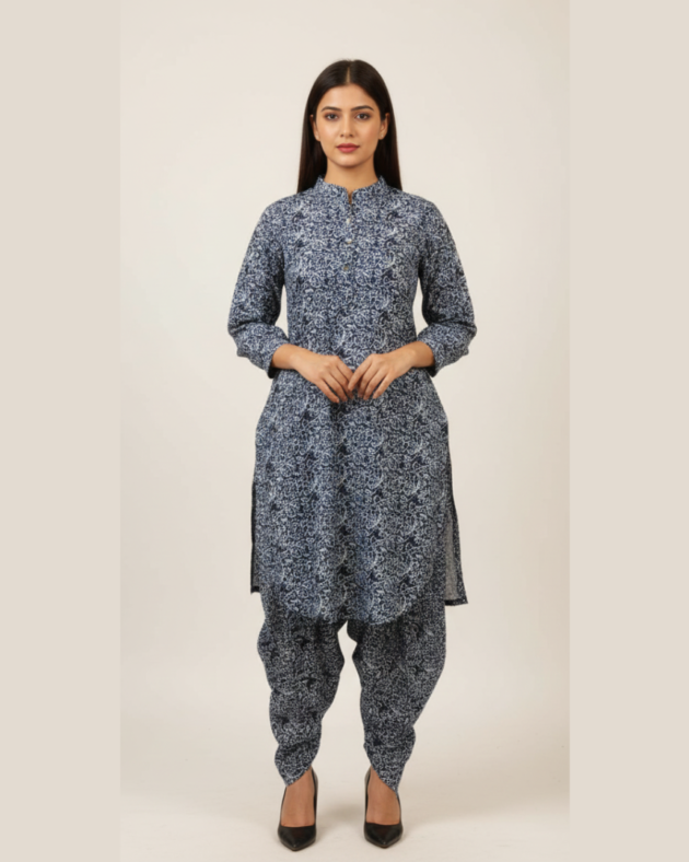 Women's Matte Satin Printed Relaxed Tunic & Pant Set