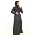 denim abaya with abasket weave