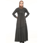 Stylish Denim Abaya with Bold Buttons and Side Pockets