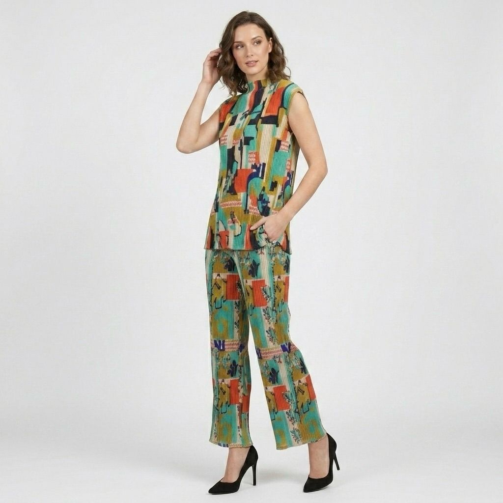Abstract Print Co-ord Set | Top & Wide-Leg Trouser