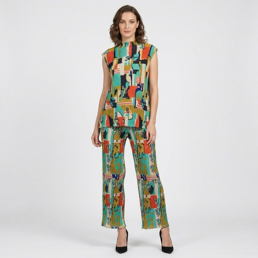 Abstract Print Co-ord Set | Top & Wide-Leg Trouser - Image 2