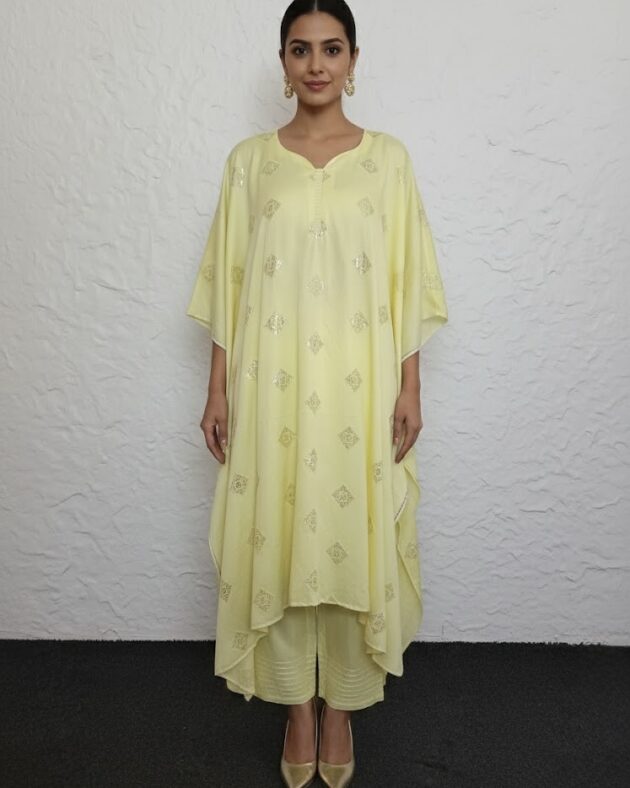 Women’s Semi-Stitched Kurti and Pant Set | Glazed Cotton