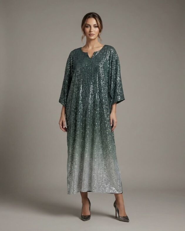 Women’s Sequin Ombre Semi-Stitched Dress – Party Gown