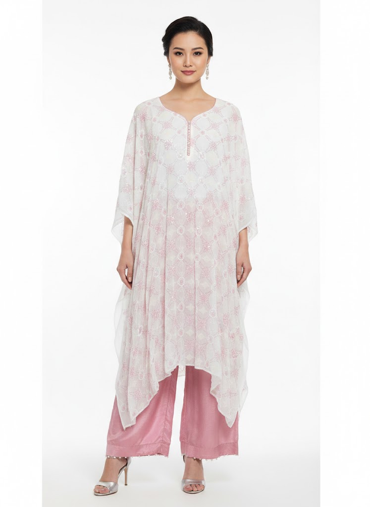 Women’s pristine ivory semi stitched kurti and pant set