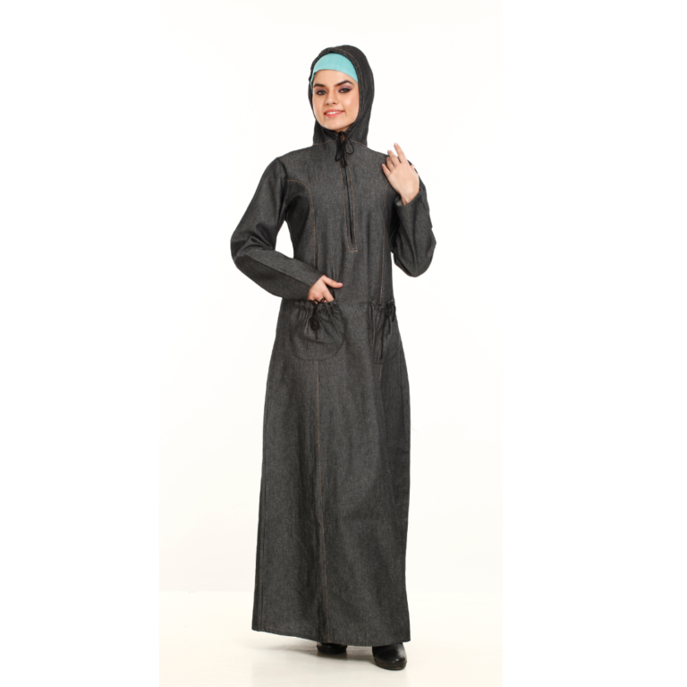 abaya with hoodie and pockets