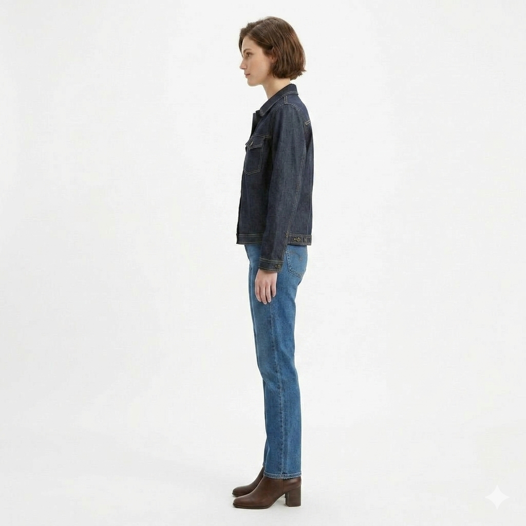 Denim lightweight jacket for women with buttons - Image 2