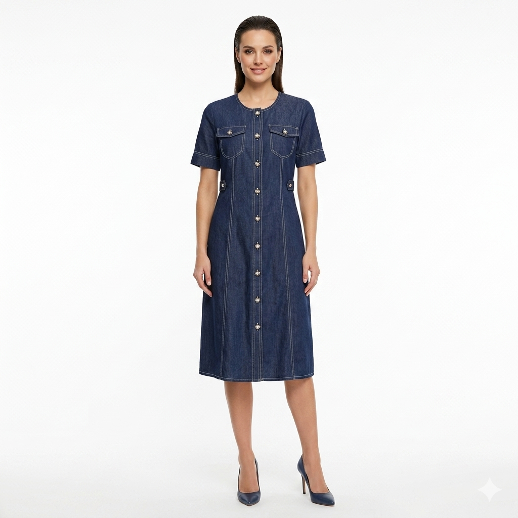 Women’s Denim Dress – Lightweight Below-Knee Length
