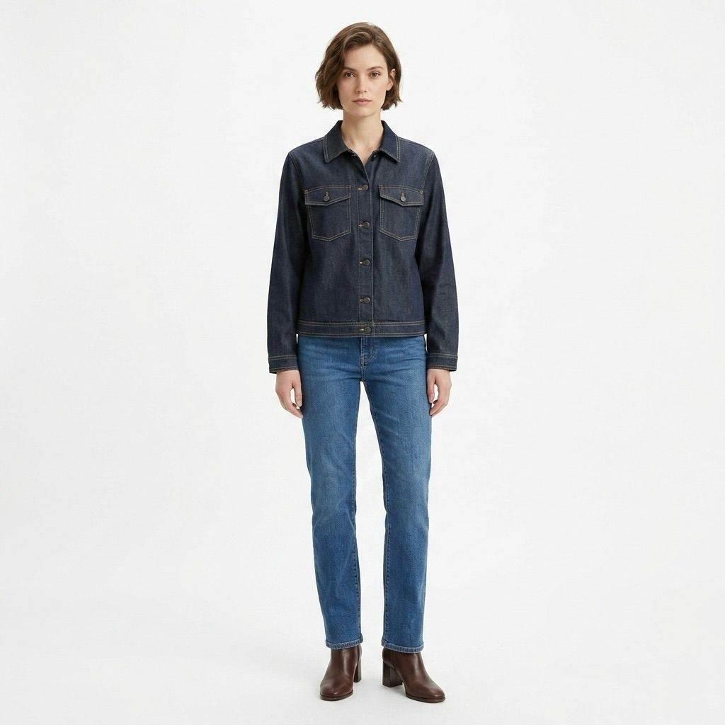 Denim lightweight jacket for women with buttons