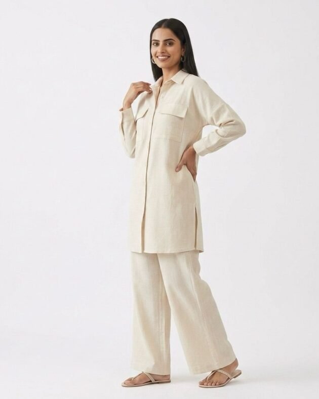 Classic Cotton Co-Ord Set | Shirt Tunic & Trousers