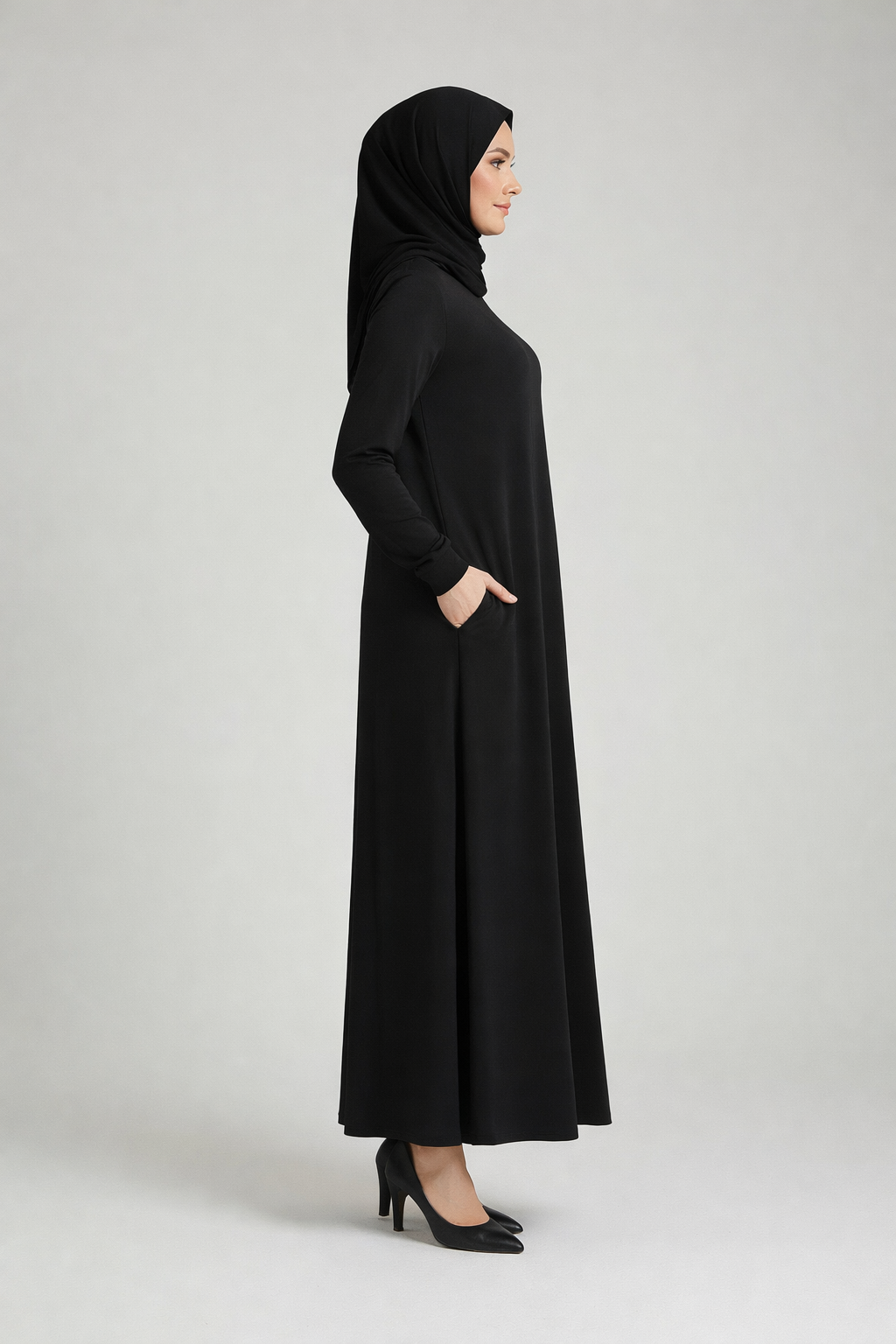 Glazed Cotton Abaya with Pockets – Modest Maxi Dress for Prayer - Image 2