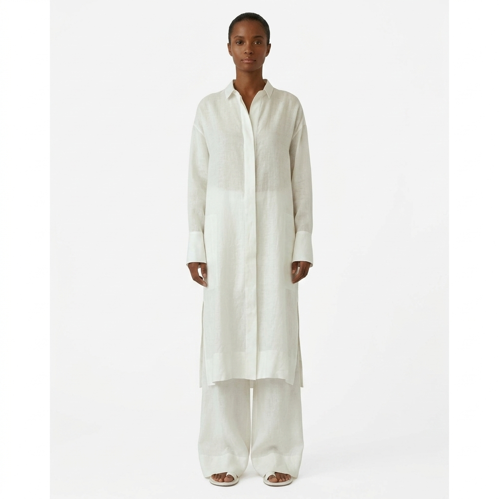Women's 2-Piece Oversized Cotton Tunic and Wide Leg Pant Set