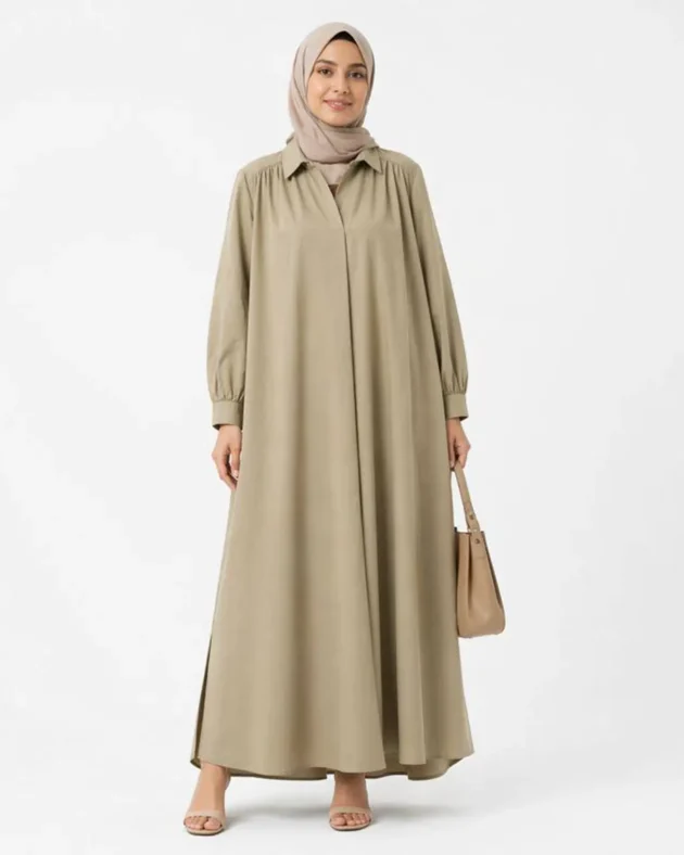 Glazed Pure Cotton Abaya Dress – Sustainable Modest Maxi